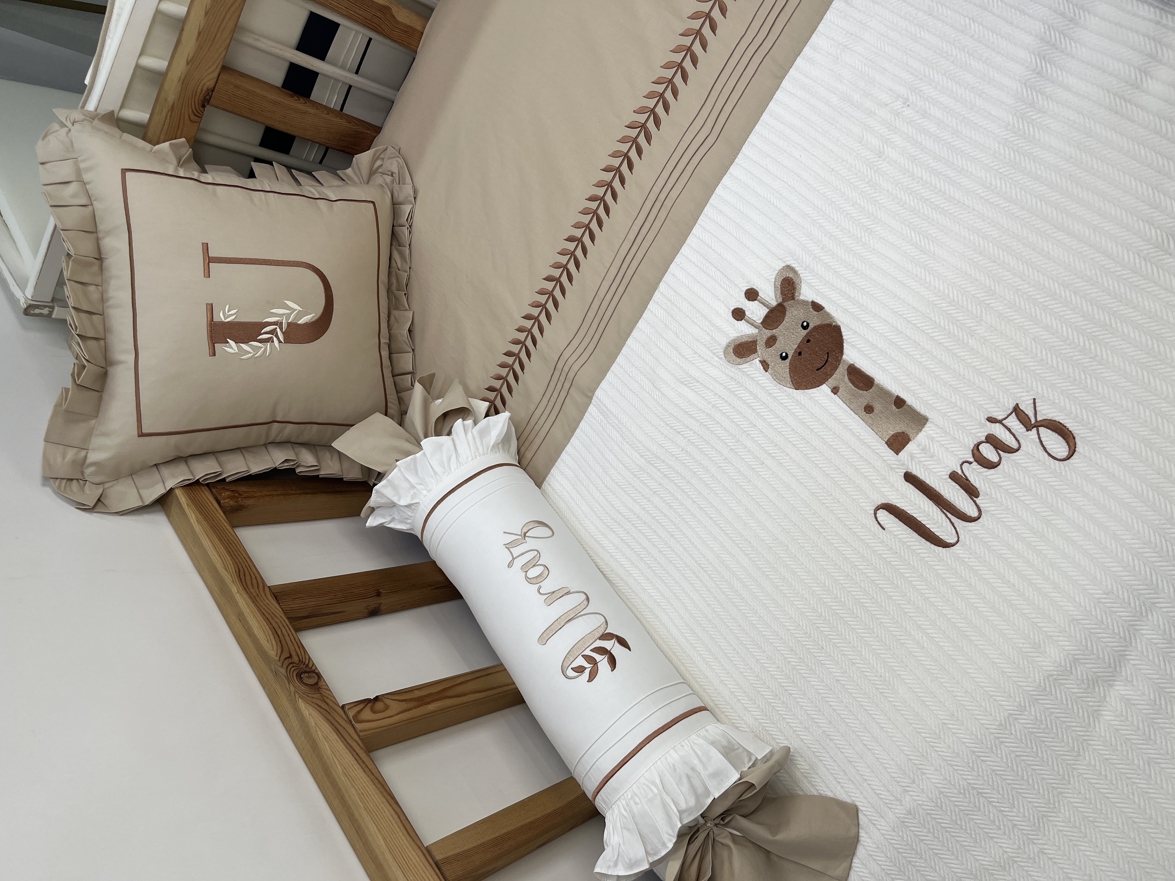Pike takımı 5 parça krem örgü pike - bej poplin 8