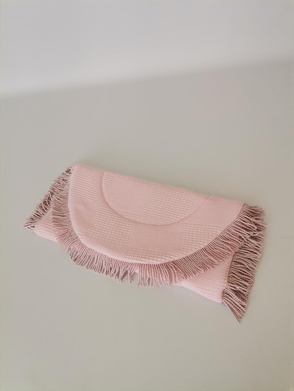Alt açma matı püsküllü pudra pembe waffle pike - v86 pudra poplin