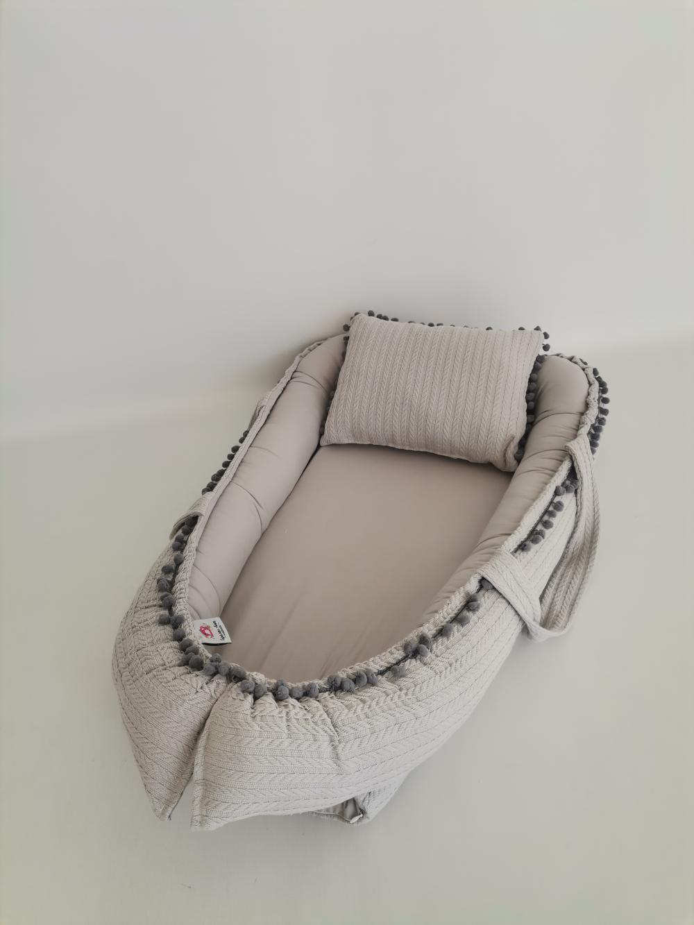 Babynest gri örgü pike - gri poplin