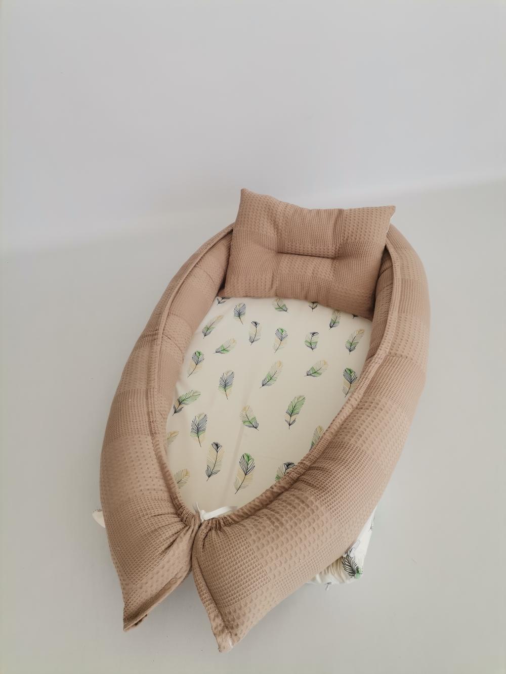 ÇOK AMAÇLI BABYNEST BEJ KLASİK PİKE -YEŞİL TÜYLÜ POPLİN 