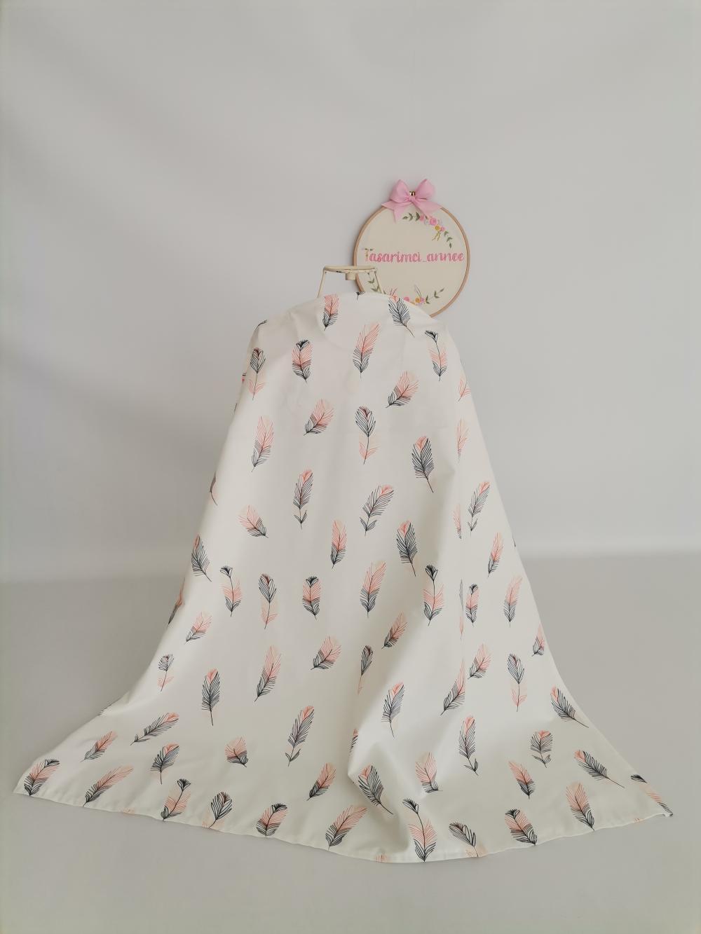 Emzirme önlüğü pembe tüylü poplin