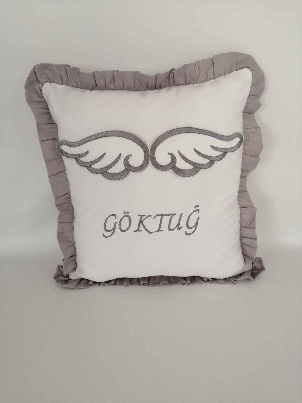 KANAT DETAYLI  NAKIŞLI YASTIK