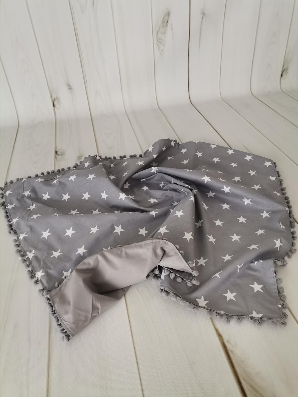 Battaniye koyu gri yıldızlı poplin - v82 gri poplin
