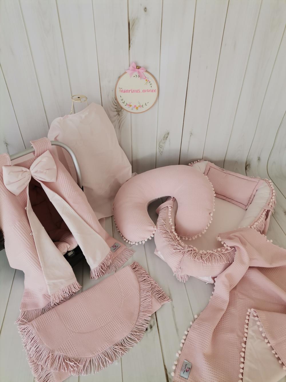 BABYNEST 7'Lİ SET PUDRA PEMBE PİKE - PUDRA POPLİN