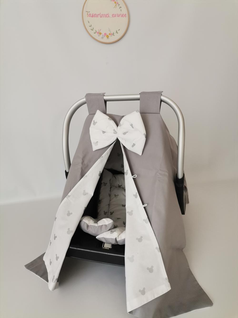 PUSET ÖRTÜSÜ KOYU DÜZ GRİ - GÜMÜŞ MİCKEY POPLİN