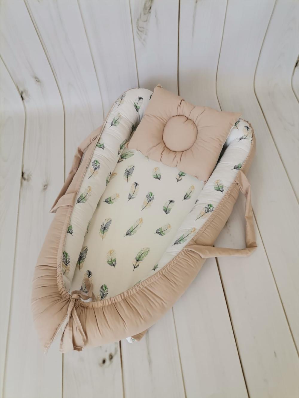 BABYNEST BEJ VE YEŞİL TÜYLÜ POPLİN 