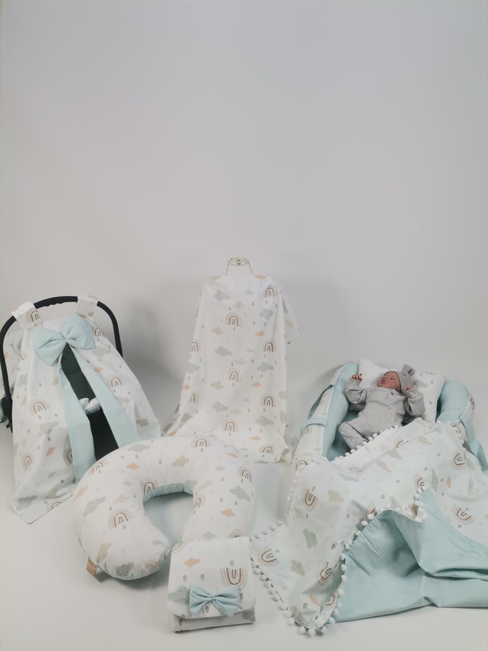 Babynest 8'li set gökkuşaklı poplin - yeşil poplin