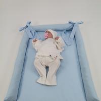 Alt açma matı mavi poplin - beyaz poplin