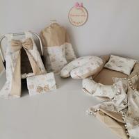Babynest 8'li set gökkuşaklı poplin - bej poplin