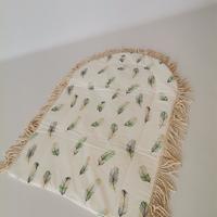 Babynest 8'li püsküllü set krem örgü pike - yeşil tüylü poplin