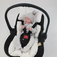 Babynest 8'li püsküllü set krem örgü pike - yeşil tüylü poplin