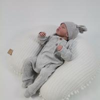Babynest 8'li püsküllü set krem örgü pike - yeşil tüylü poplin