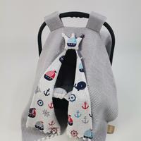 Babynest 8'li set gri waffle pike - wella denizci balinalı müslin