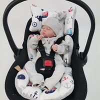 Babynest 8'li set gri waffle pike - wella denizci balinalı müslin
