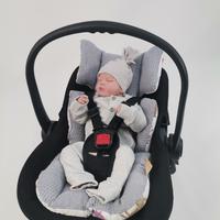 Babynest 9'lu set koyu gri waffle pike - hayvan figürlü poplin