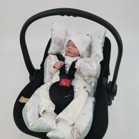 Babynest 8'li set yeşil waffle pike - gökkuşaklı poplin