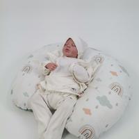 Babynest 8'li set yeşil waffle pike - gökkuşaklı poplin