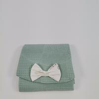 Babynest 8'li set yeşil waffle pike - gökkuşaklı poplin