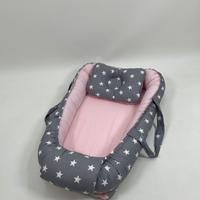 Babynest koyu gri yıldızlı poplin - pembe poplin