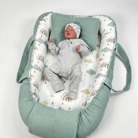 Babynest yeşil waffle pike - gökkuşaklı poplin 2