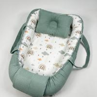 Babynest yeşil waffle pike - gökkuşaklı poplin 2