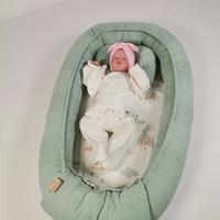 Çok amaçlı babynest yeşil waffle pike - gökkuşaklı poplin