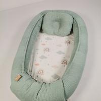 Çok amaçlı babynest yeşil waffle pike - gökkuşaklı poplin