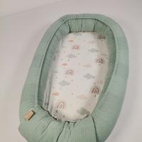 Çok amaçlı babynest yeşil waffle pike - gökkuşaklı poplin