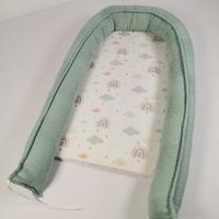 Çok amaçlı babynest yeşil waffle pike - gökkuşaklı poplin