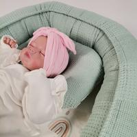 Çok amaçlı babynest yeşil waffle pike - gökkuşaklı poplin