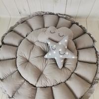 Yuvarlak babynest koyu gri yıldızlı poplin - koyu gri poplin