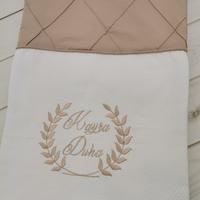 Pike takımı 6 parça baklava desenli pike - bej poplin