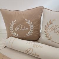 Pike takımı 6 parça baklava desenli pike - bej poplin