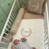 Pike takımı 5 parça krem örgü pike - bej poplin