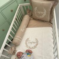 Pike takımı 5 parça krem örgü pike - bej poplin