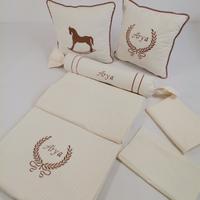Pike takımı 6 parça krem örgü pike - krem poplin