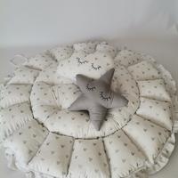 Yuvarlak babynest gümüş mickeyli poplin - koyu gri poplin