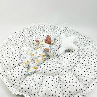 Yuvarlak babynest 9'lu set beyaz waffle pike - beyaz üstü siyah yıldızlı poplin
