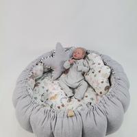 Yuvarlak babynest gri waffle pike - zoo poplin