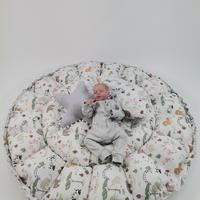 Yuvarlak babynest gri waffle pike - zoo poplin