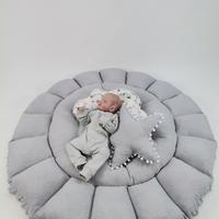 Yuvarlak babynest gri waffle pike - zoo poplin