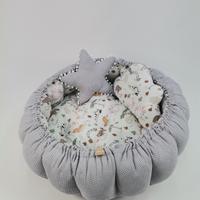 Yuvarlak babynest gri waffle pike - zoo poplin