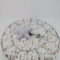 Yuvarlak babynest gri waffle pike - zoo poplin