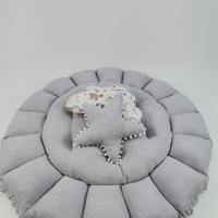 Yuvarlak babynest gri waffle pike - zoo poplin