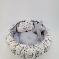 Yuvarlak babynest gri waffle pike - zoo poplin