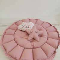 Yuvarlak babynest pudra pembe kelebekli - gül kurusu poplin