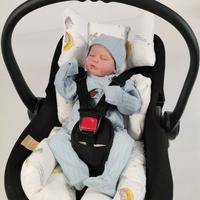 Yuvarlak babynestli 9'lu set beyaz waffle pike - wella tavşanlı müslin