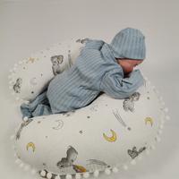 Yuvarlak babynestli 9'lu set beyaz waffle pike - wella tavşanlı müslin